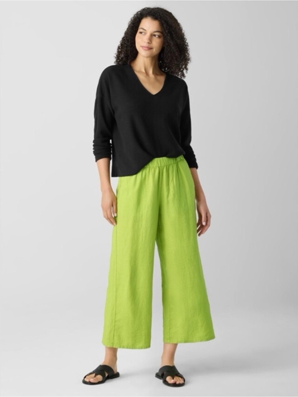 NWT Eileen Fisher Organic Limen Wide Leg Pant